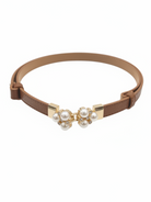 Cintura Perla in vera pelle con fibbia gioiello donna