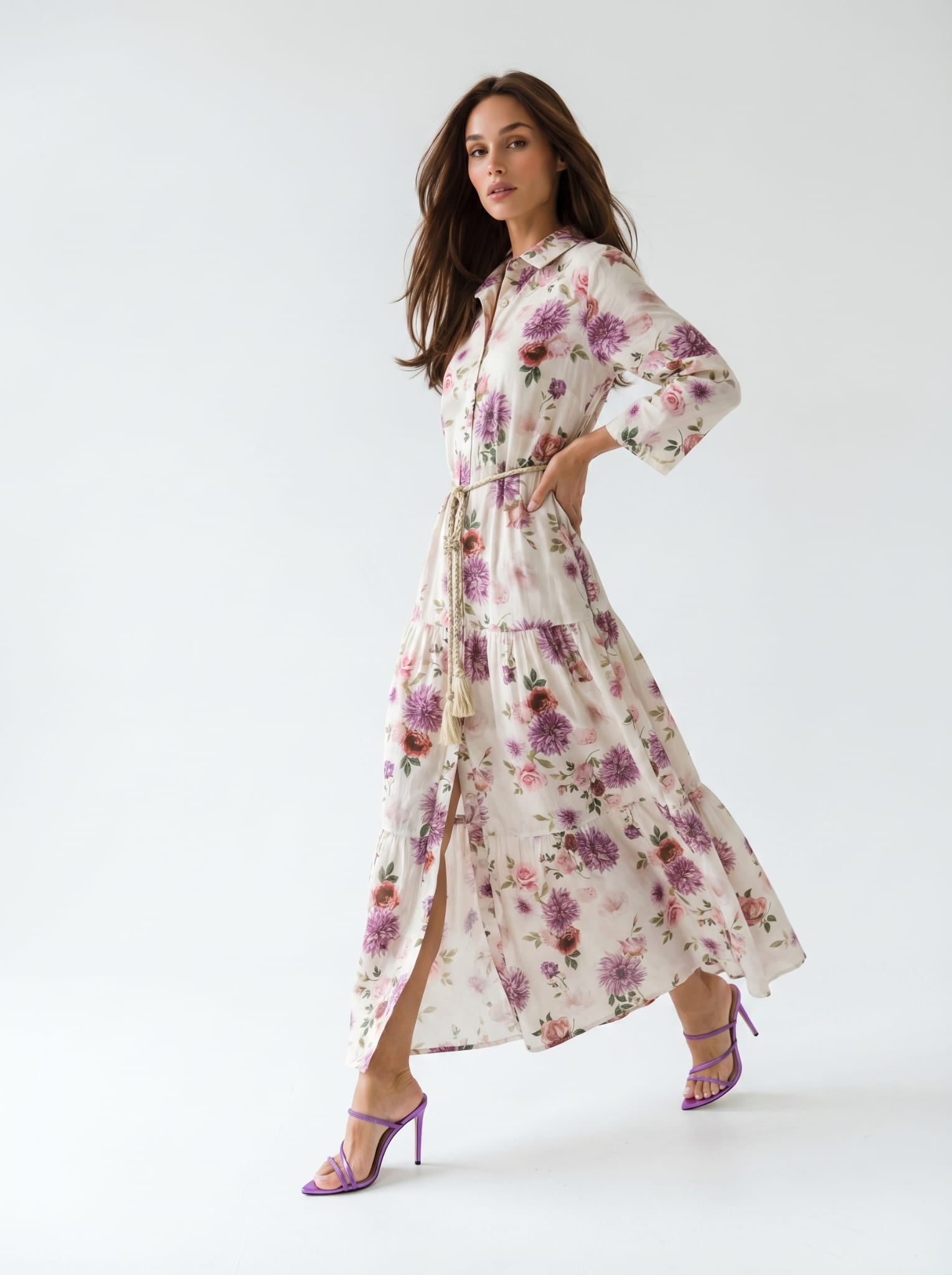 Abito Florelle chemisier fiori di campo - Lilla donna