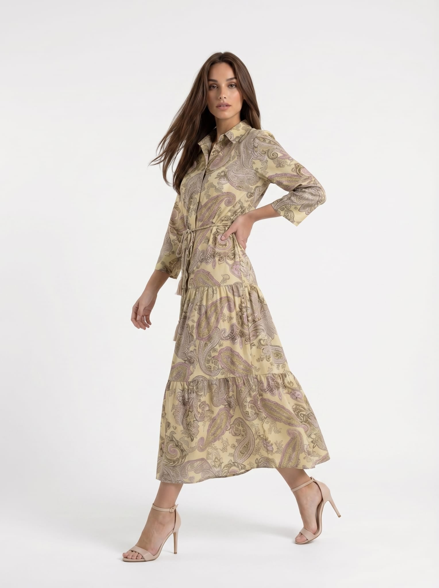 Abito Florelle chemisier fantasia cachemire- Giallo donna