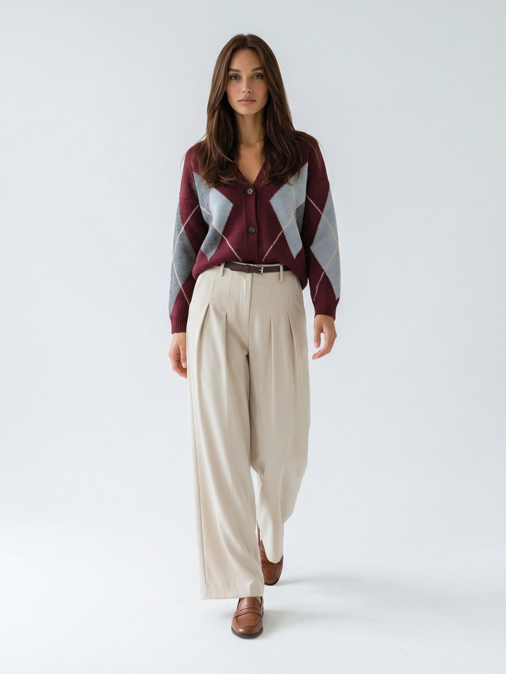 Cristal – Cardigan caldo in lana Bordeaux donna