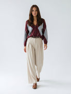 Cristal – Cardigan caldo in lana Bordeaux donna