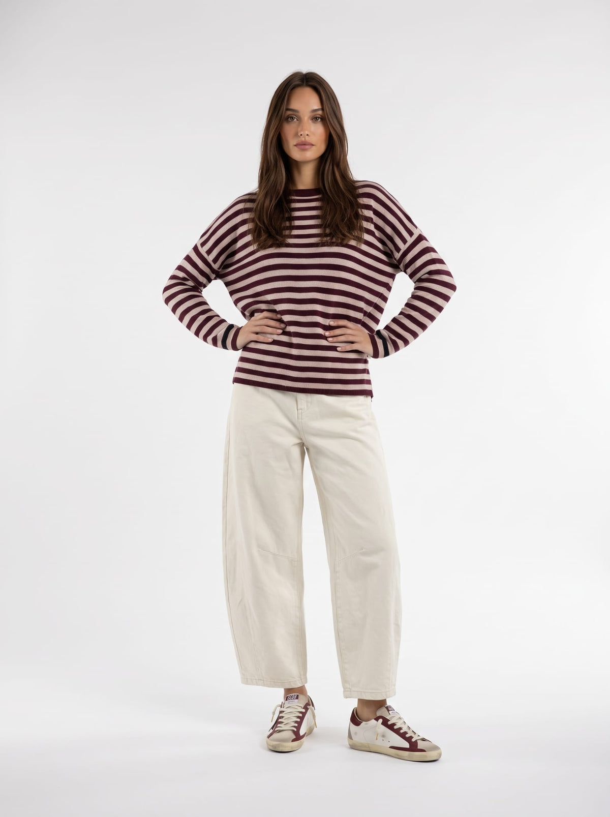 Maxi Pull Orlena – Bordeaux/Rosa Maglia donna