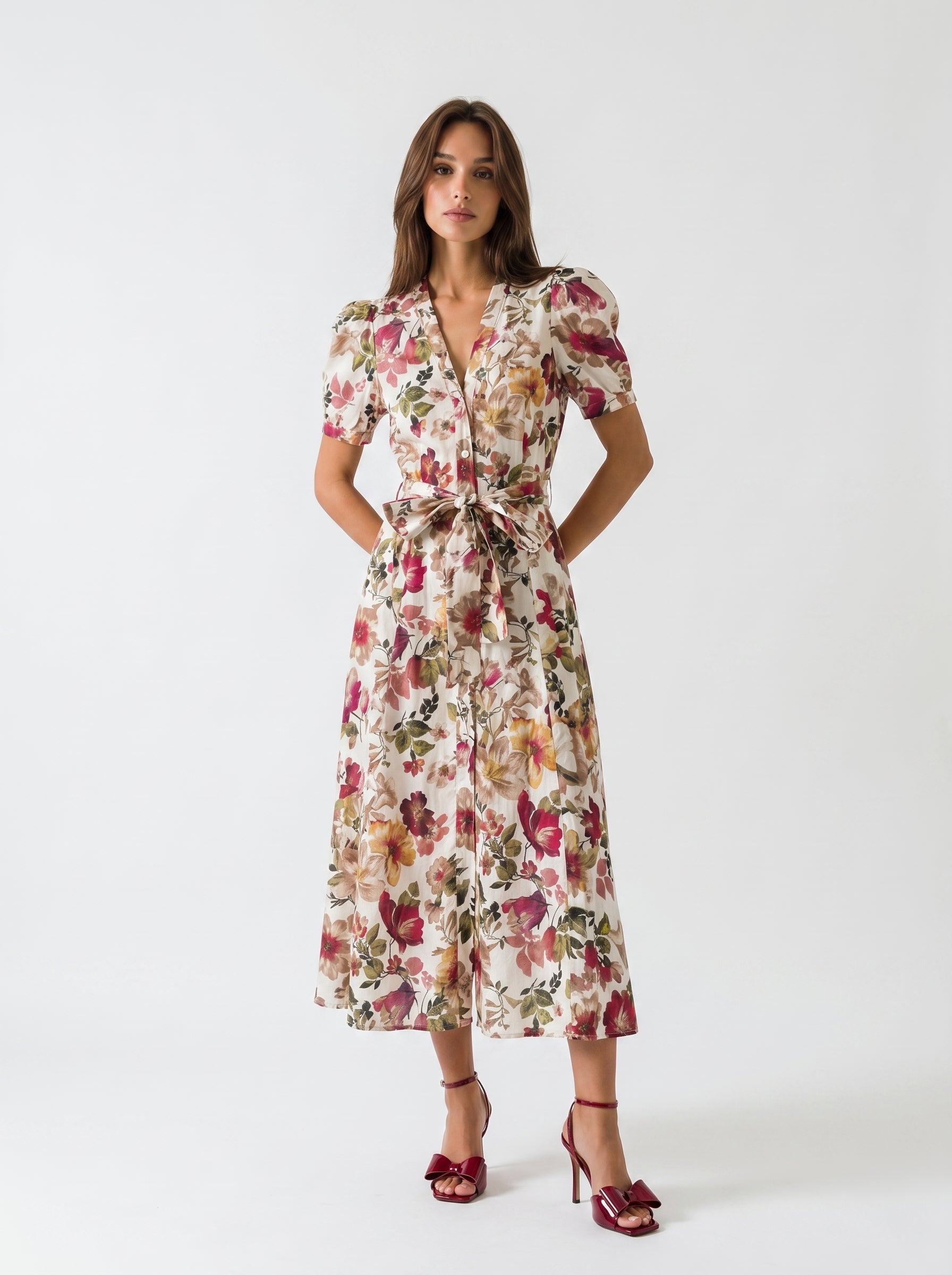 Abito Ofelia - Fiori Bordeaux donna