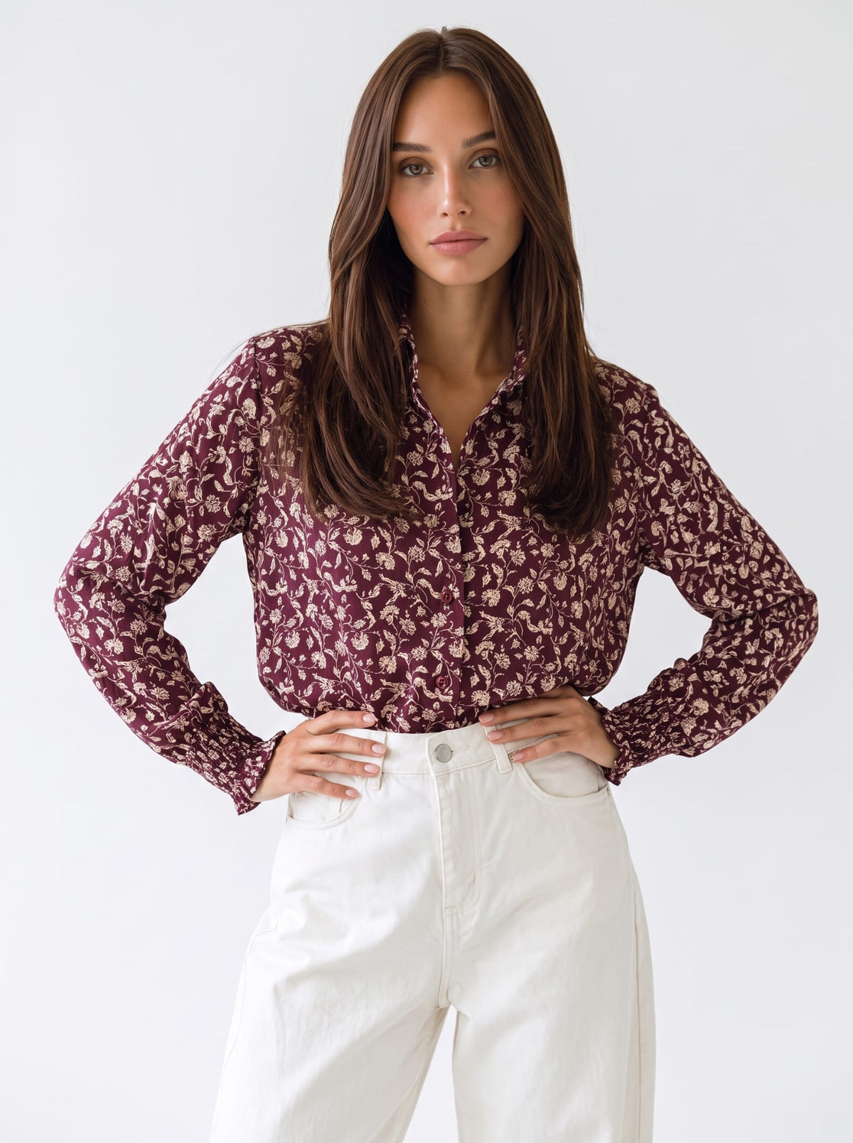 Camicia Sidra – Fantasia Bordeaux/Panna Camicia donna