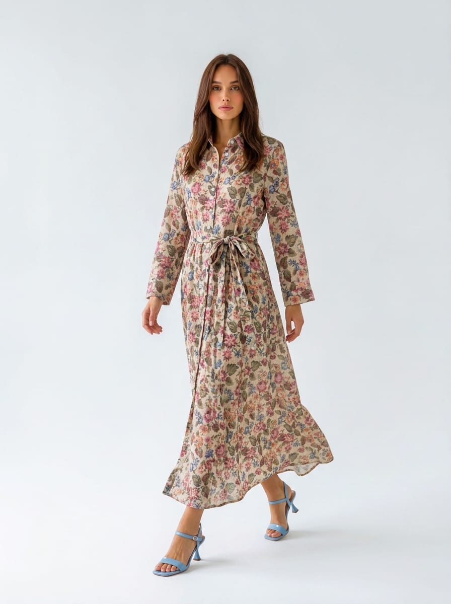 Chemisier Rosalie- beige fantasia floreale donna