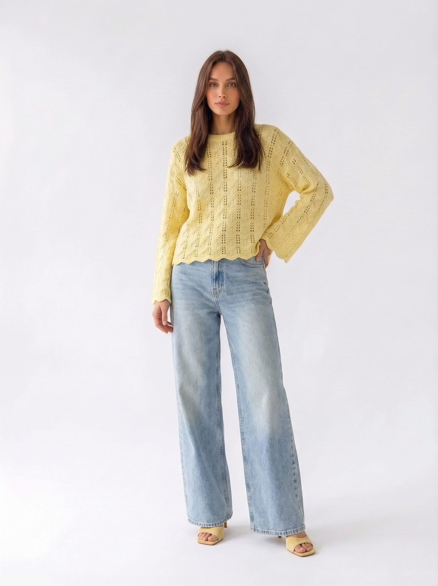 Pull Edera traforato - Giallo donna