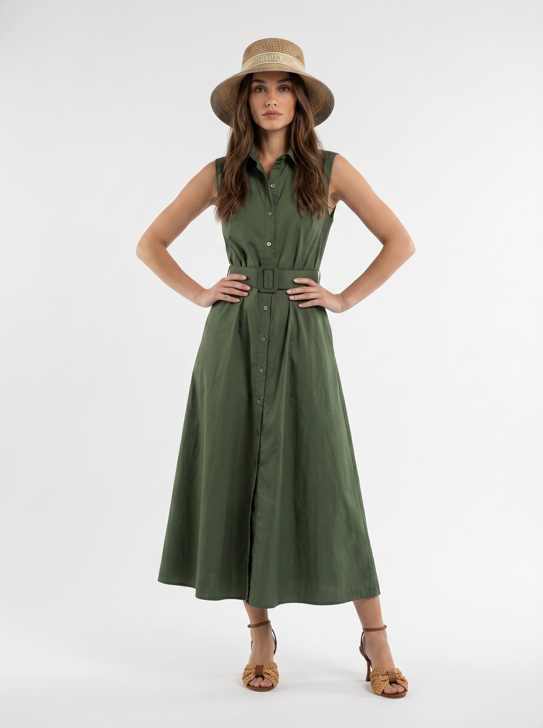 Abito Chemisier Olive - Verde donna