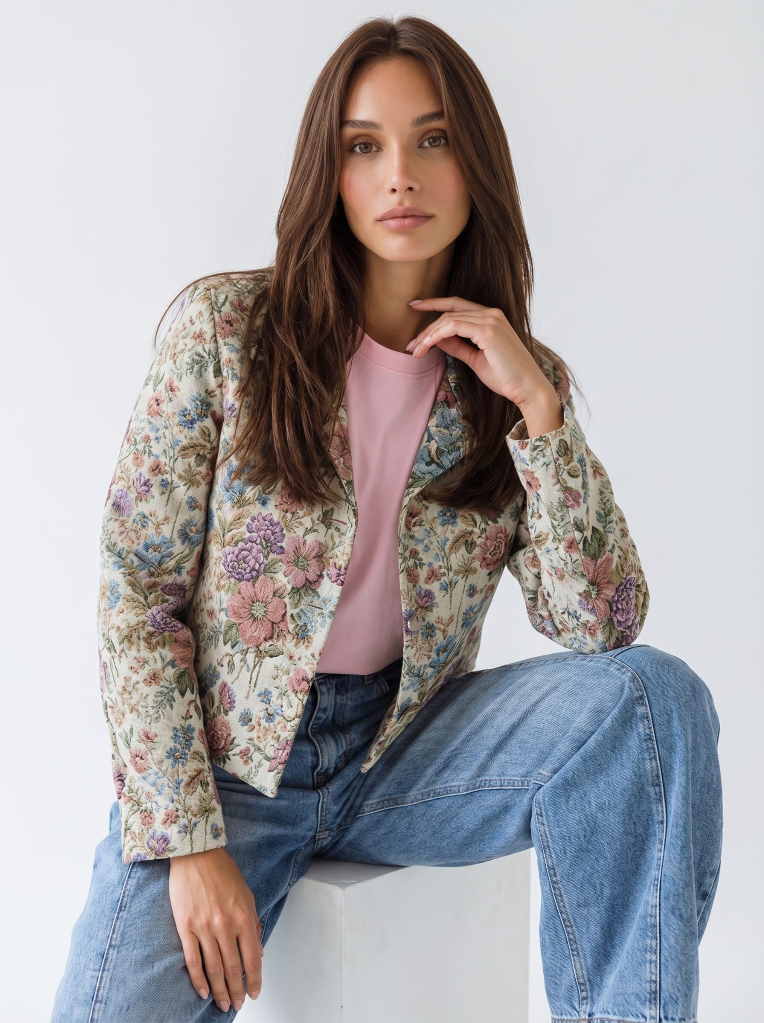 Blazer Camille jacquard – Fantasia floreale donna