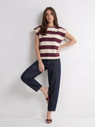 T-Shirt Zaira - Bordeaux rigata T-Shirt donna
