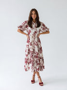 Abito Flavia - Burro fiori Bordeaux donna