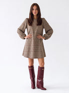 Abito Celestine – Beige Check / Bordeaux Abito donna