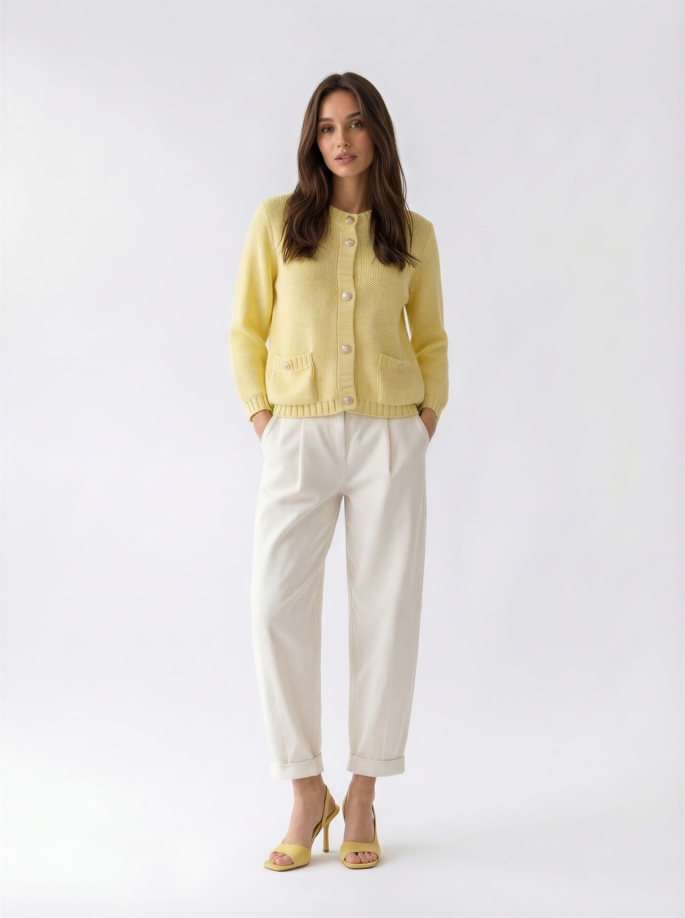 Cardigan Mirea con bottoni gioiello - giallo donna