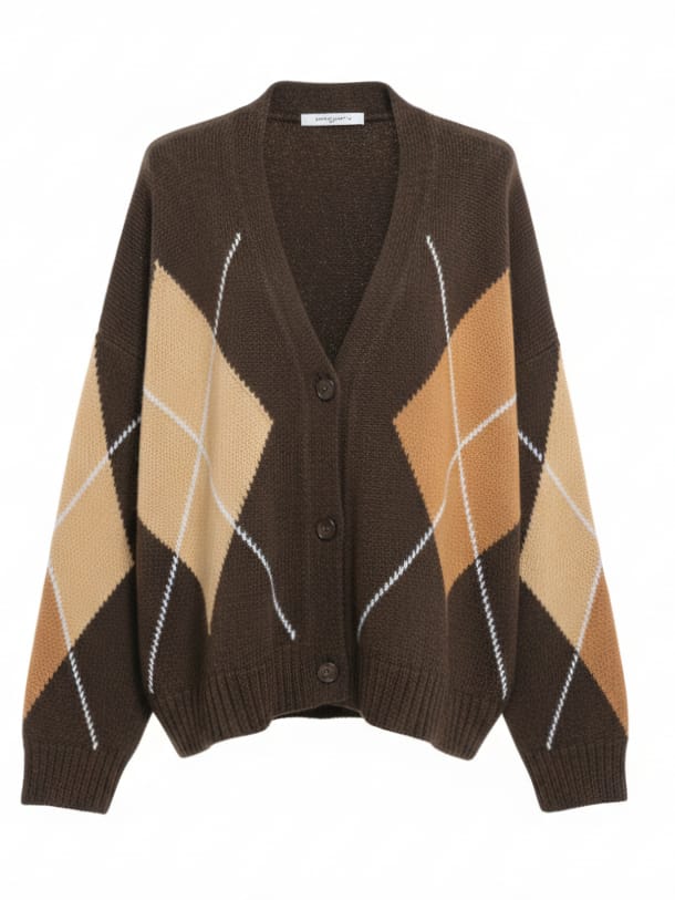 Cristal – Cardigan caldo in lana Marrone e ruggine donna