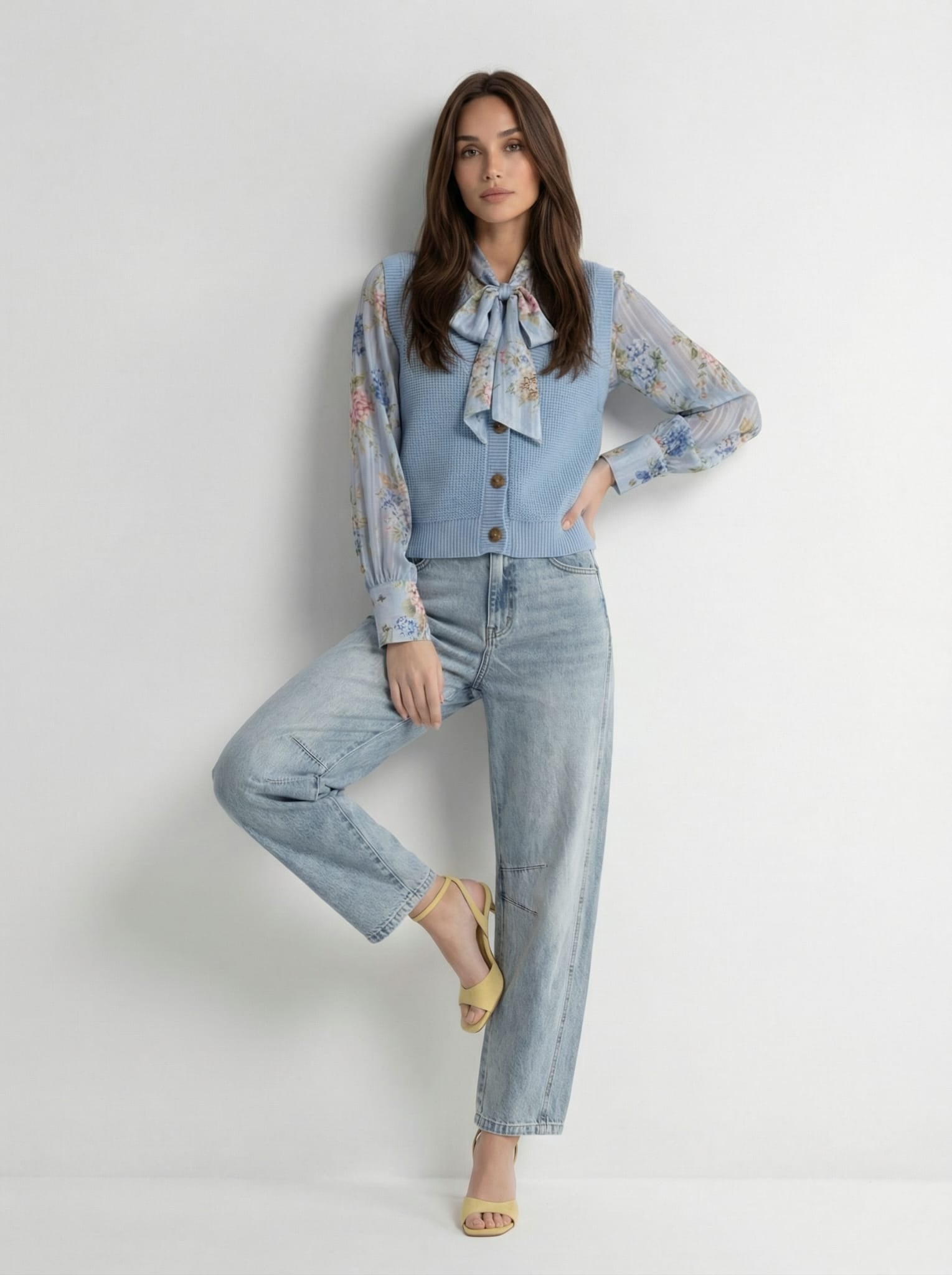 Gilet Serena in maglia – Celeste donna