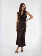 Abito Selene - Marrone con ricamo donna