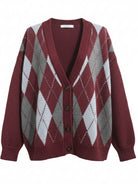 Asmara – Cardigan lana fantasia caldo Bordeaux e polvere donna