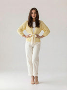 Cardigan Elara traforato con cintura- Giallo donna