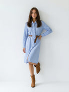 Abito chemisier Beatrice - Azzurro riga larga donna