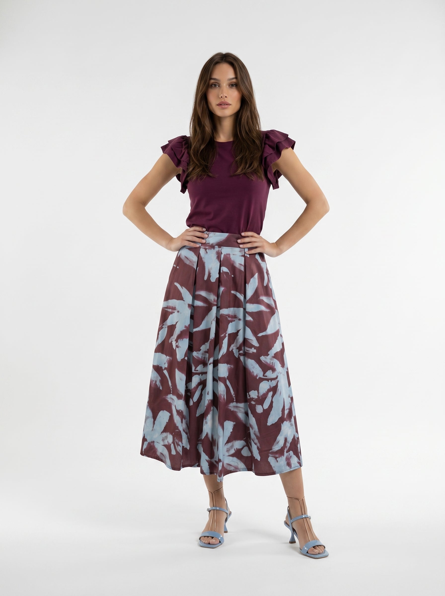 Gonna Fiora - Bordeaux azzurro donna