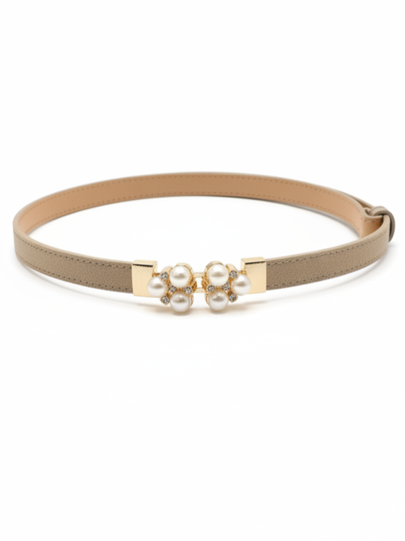 Cintura Perla in vera pelle con fibbia gioiello donna