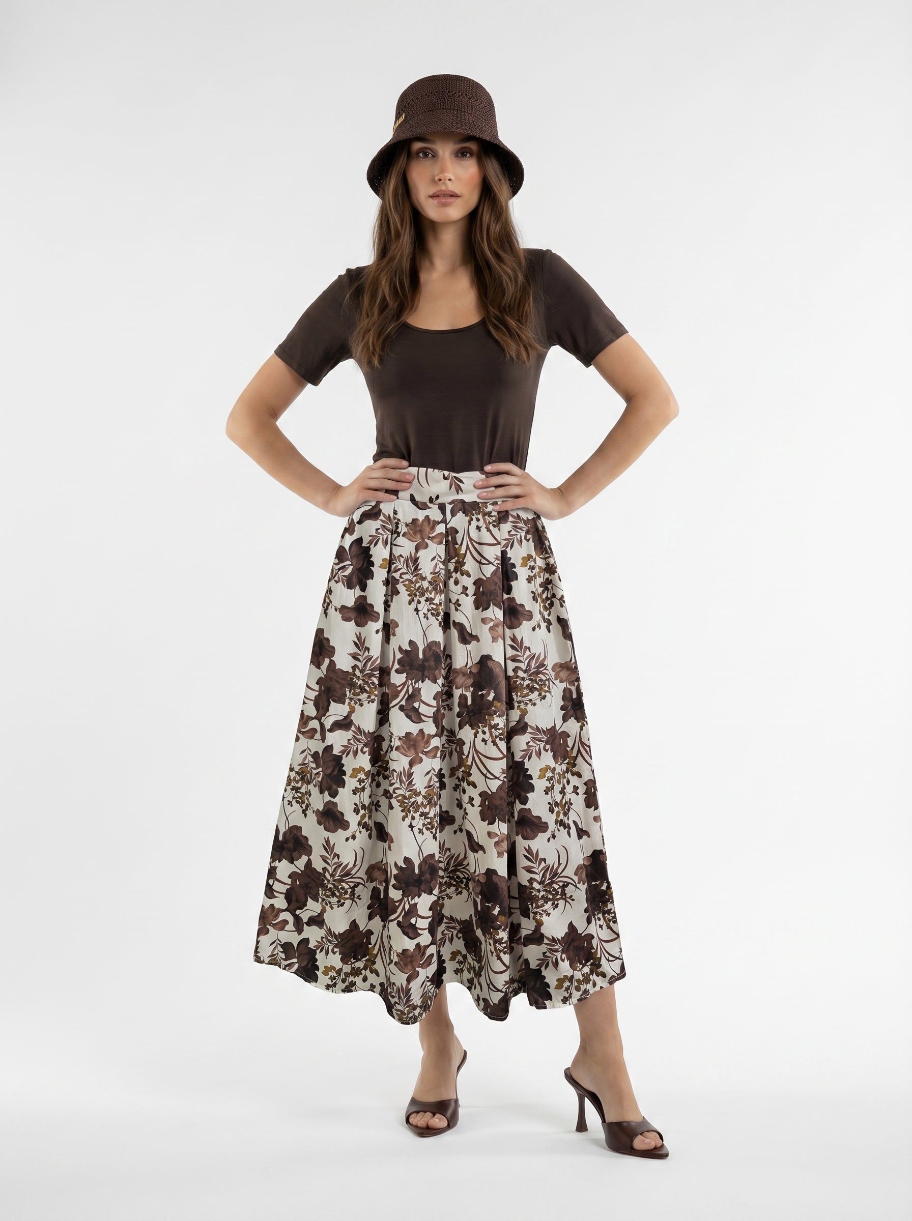 Gonna Fiora - Marrone a fiori donna