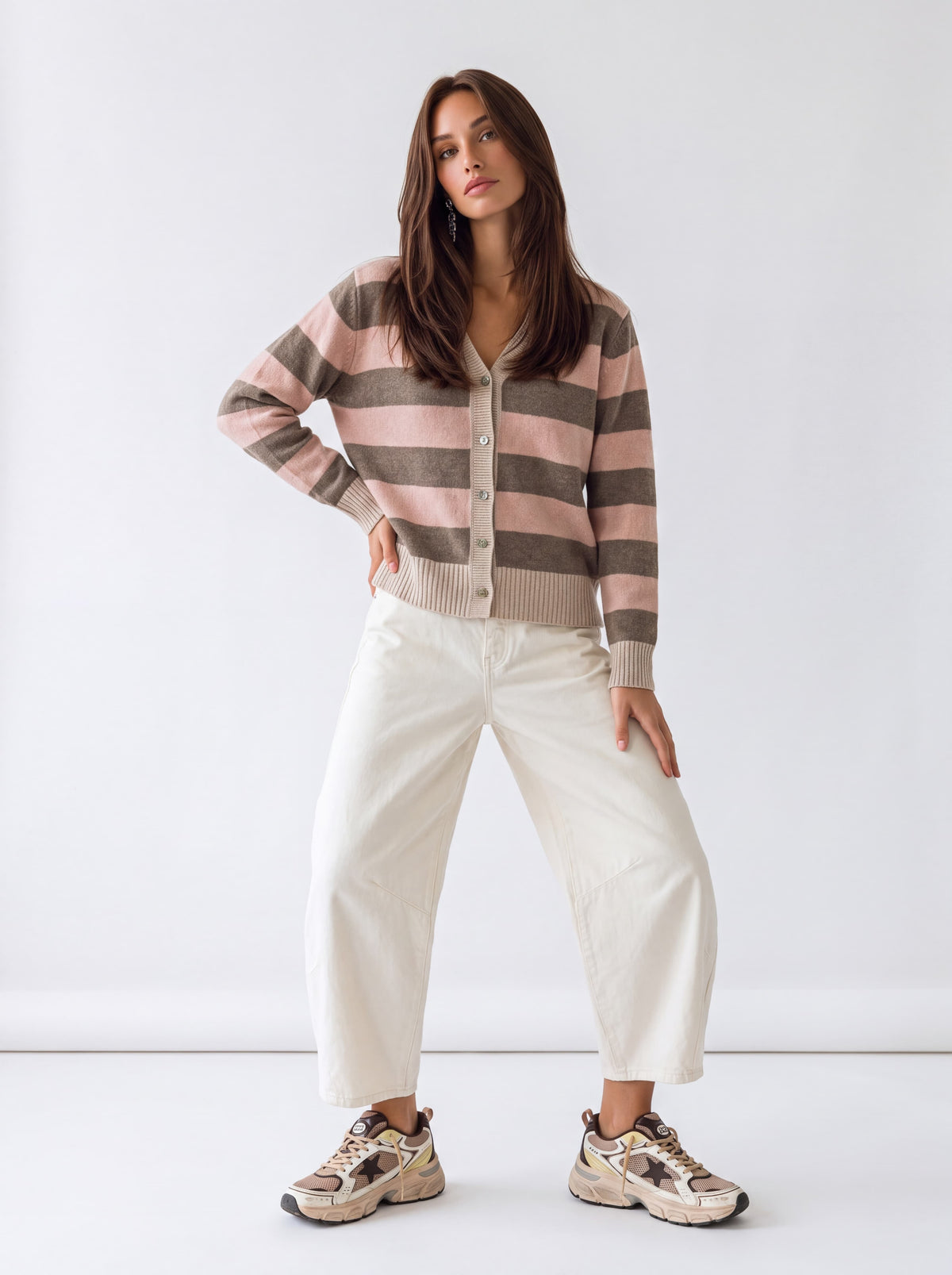 Cardigan Evelisse – Rosa/Beige Cardigan donna