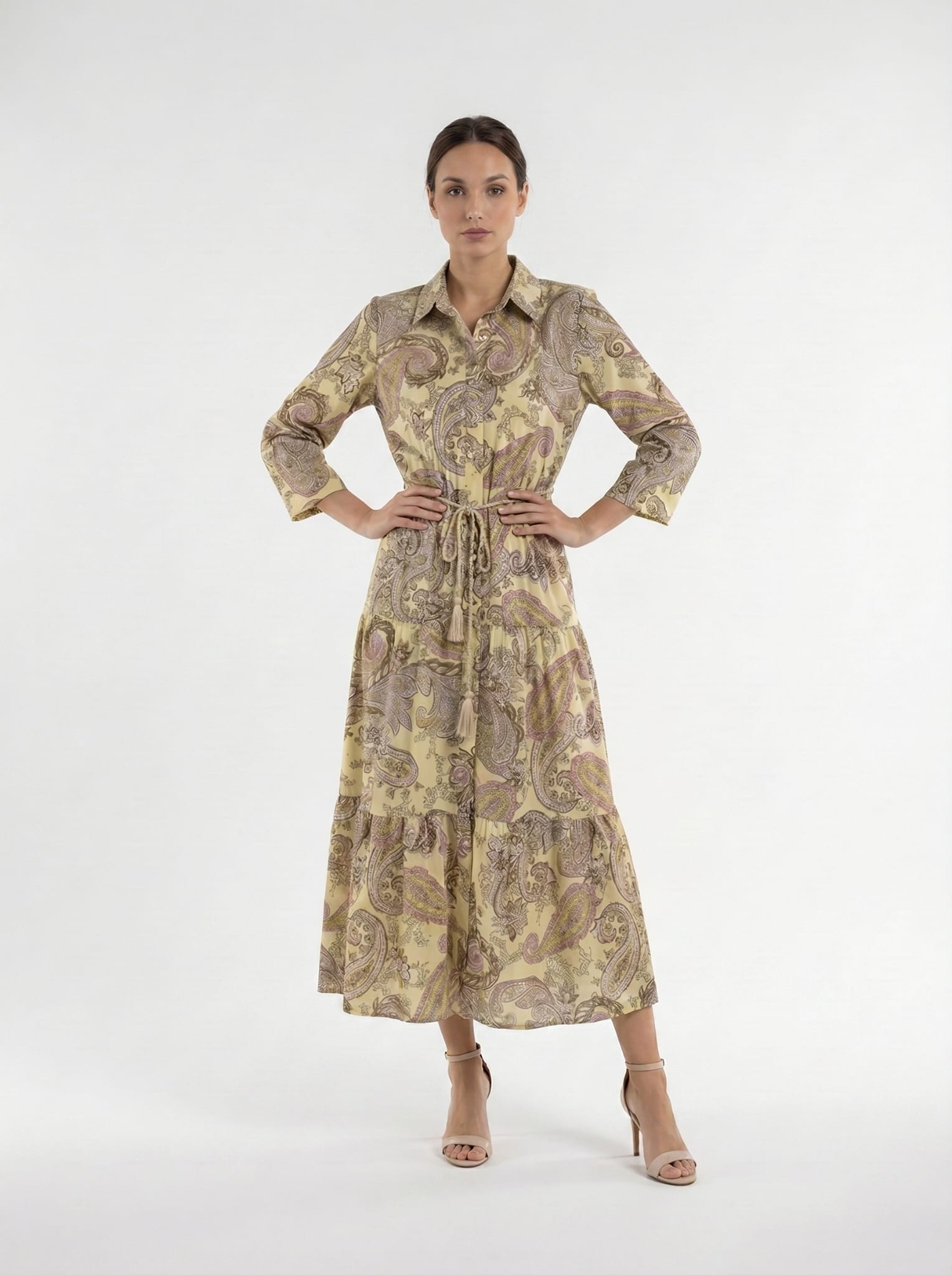 Abito Florelle chemisier fantasia cachemire- Giallo donna