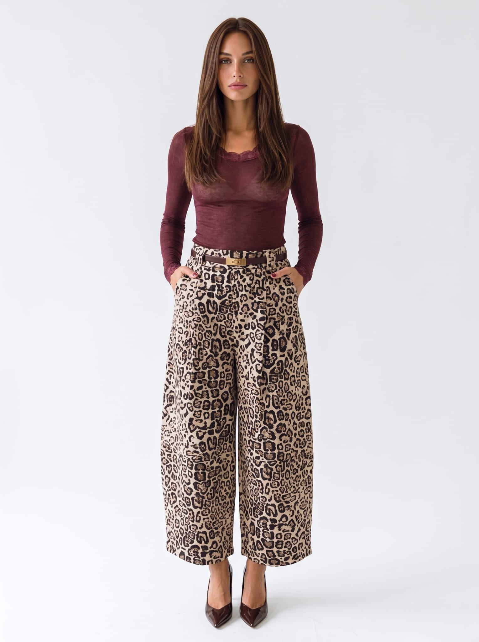Pantalone Apolline – Animalier Beige Pantalone donna