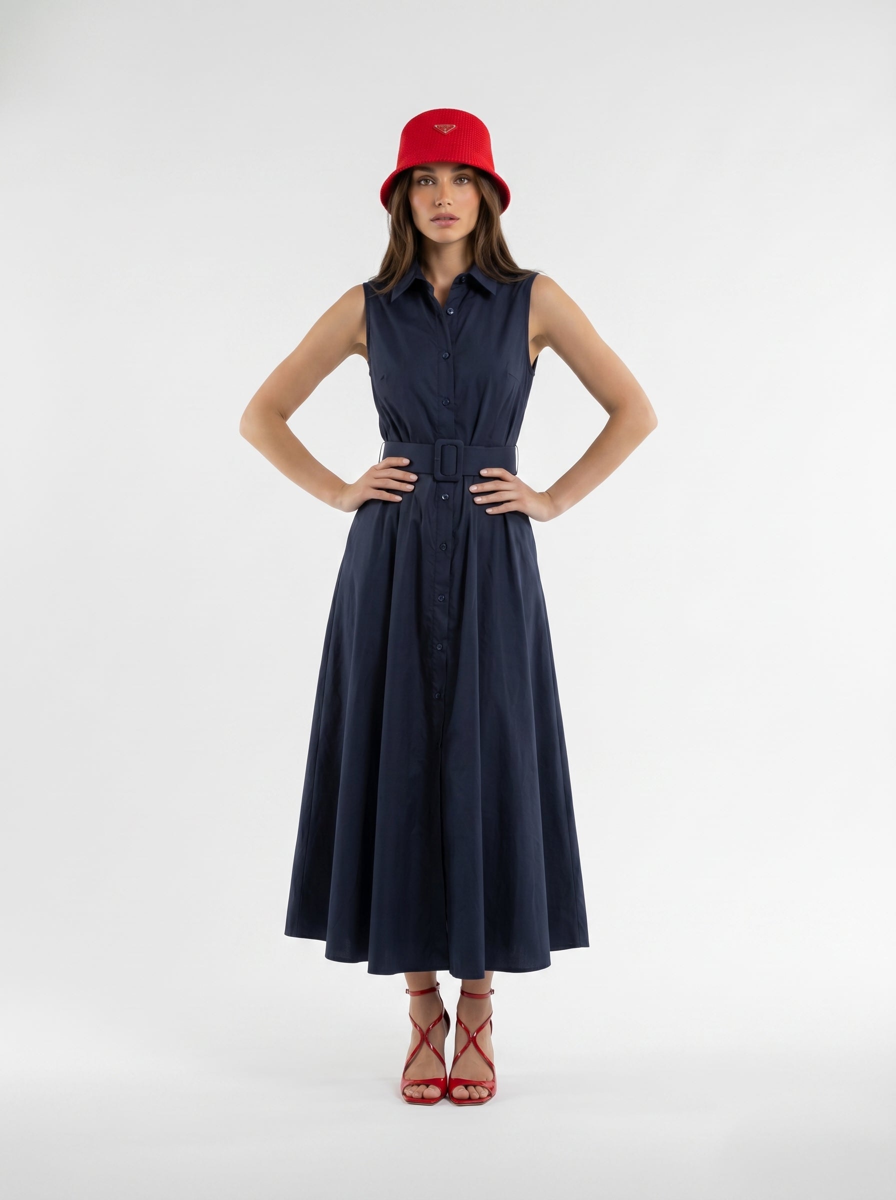 Abito Chemisier Olive - Blu donna