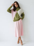 Mila – Pull caldo in lana con rombi Verde Mela donna