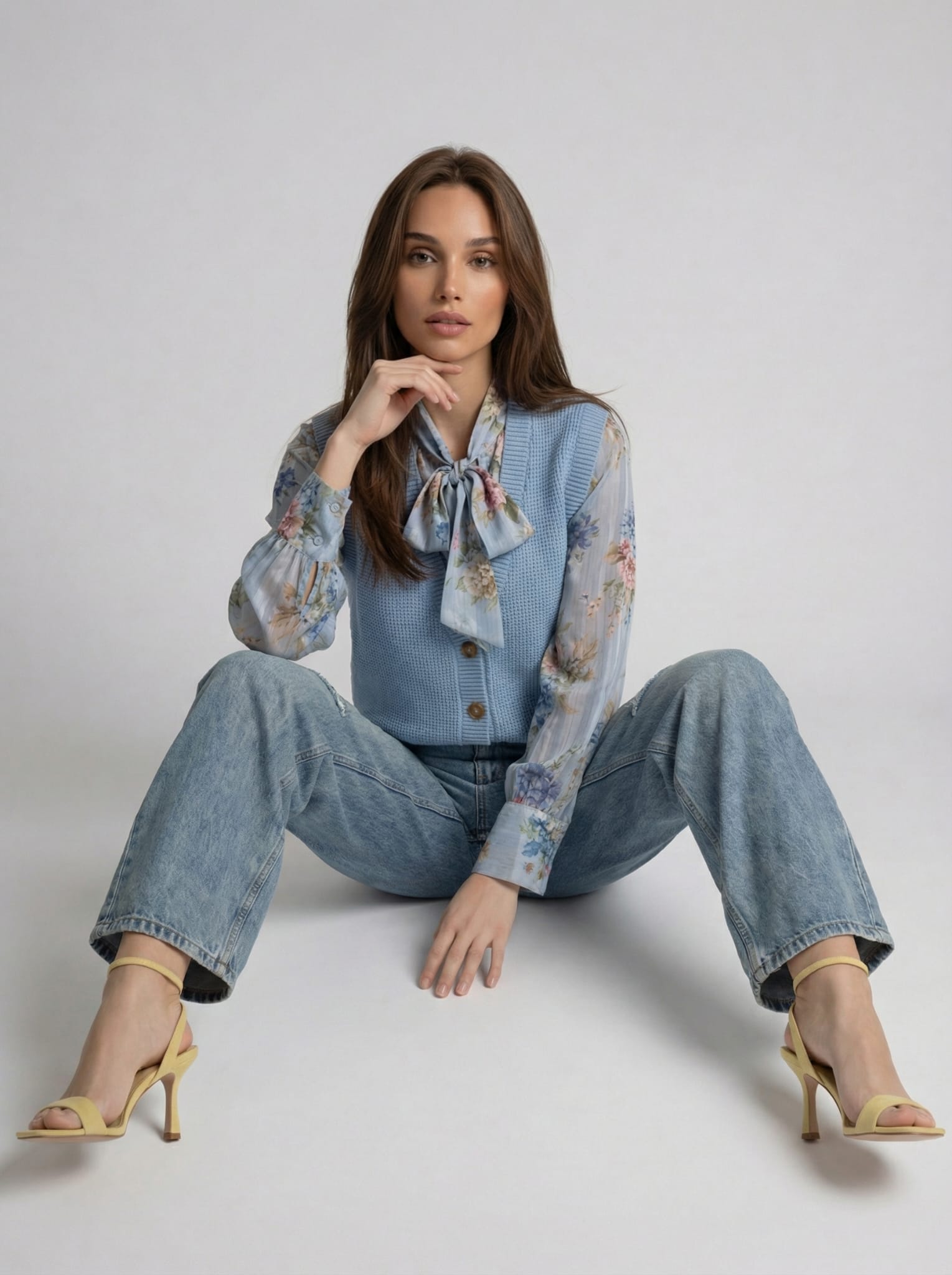 Gilet Serena in maglia – Celeste donna