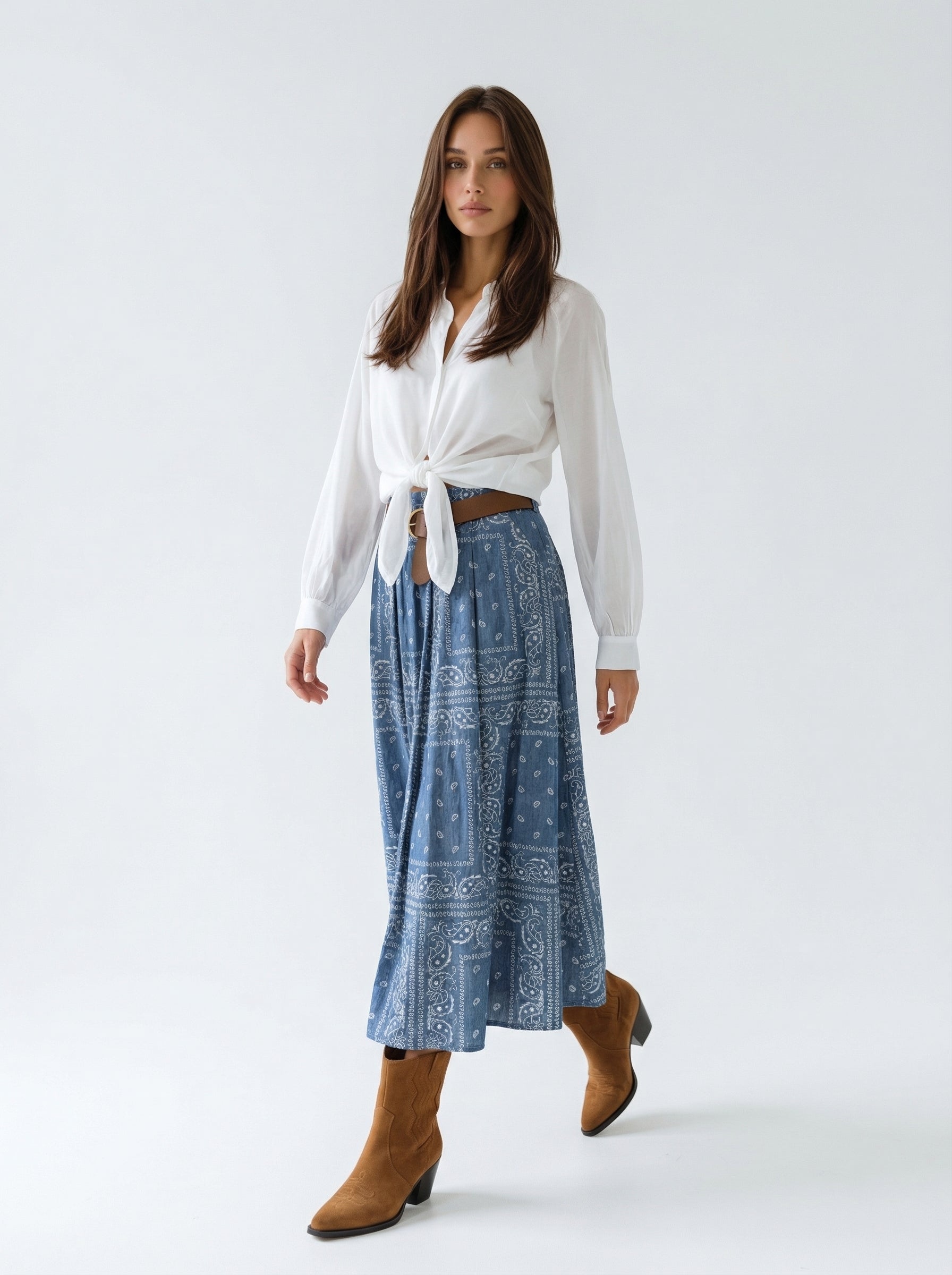 Gonna Sienna in cotone stampa bandage – denim donna