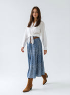 Gonna Sienna in cotone stampa bandage – denim donna