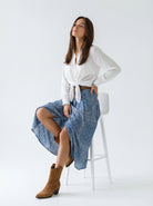 Gonna Sienna in cotone stampa bandage – denim donna