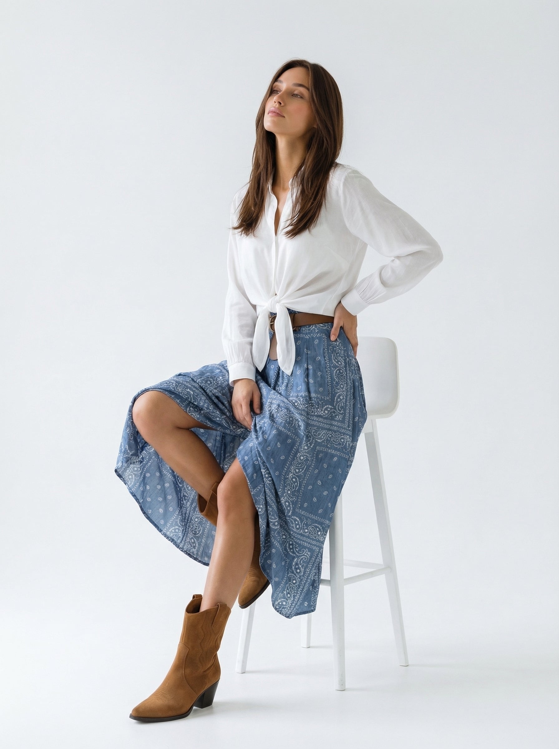 Gonna Sienna in cotone stampa bandage – denim donna