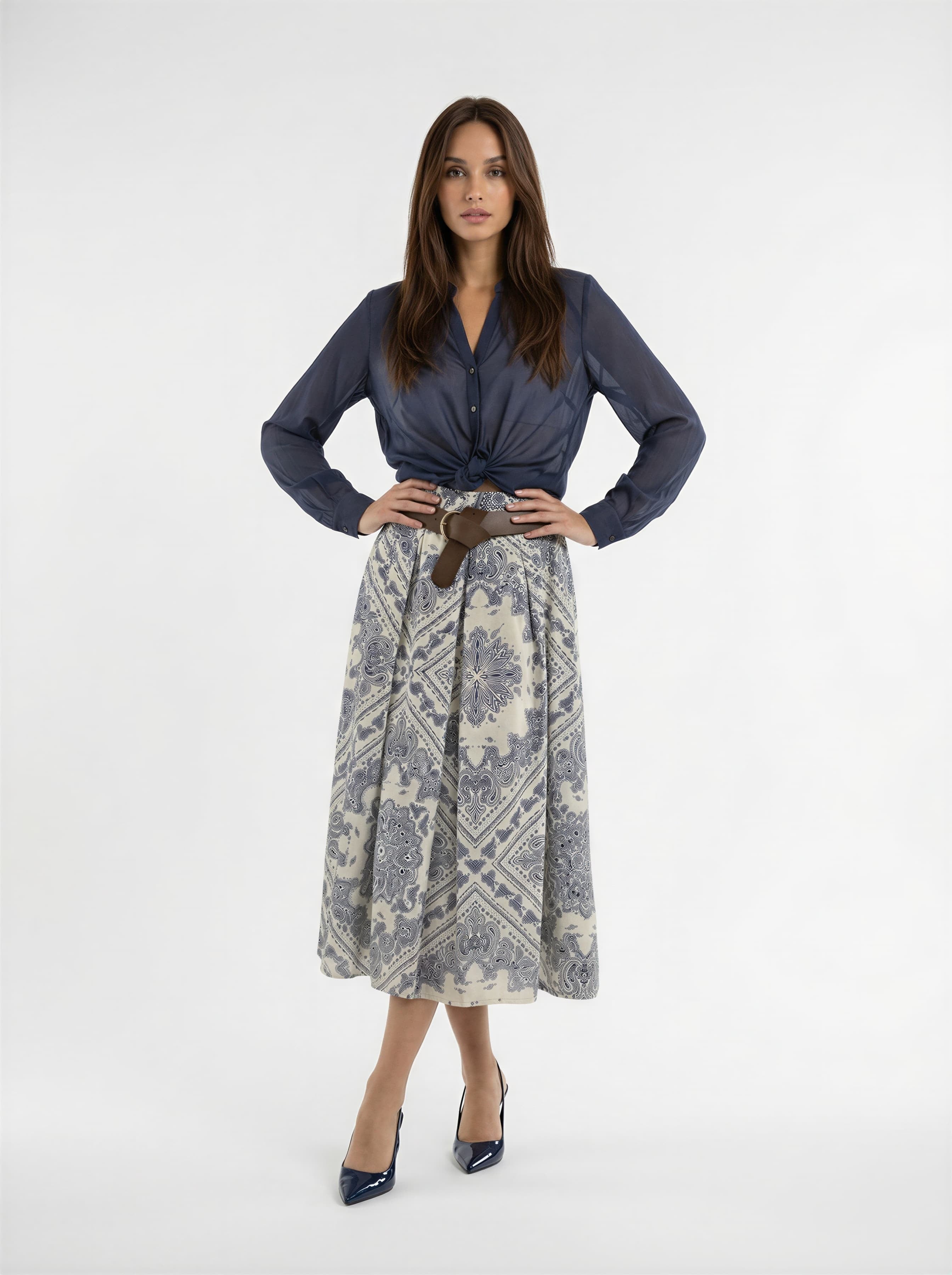 Gonna Delia stampa etro - Blu donna