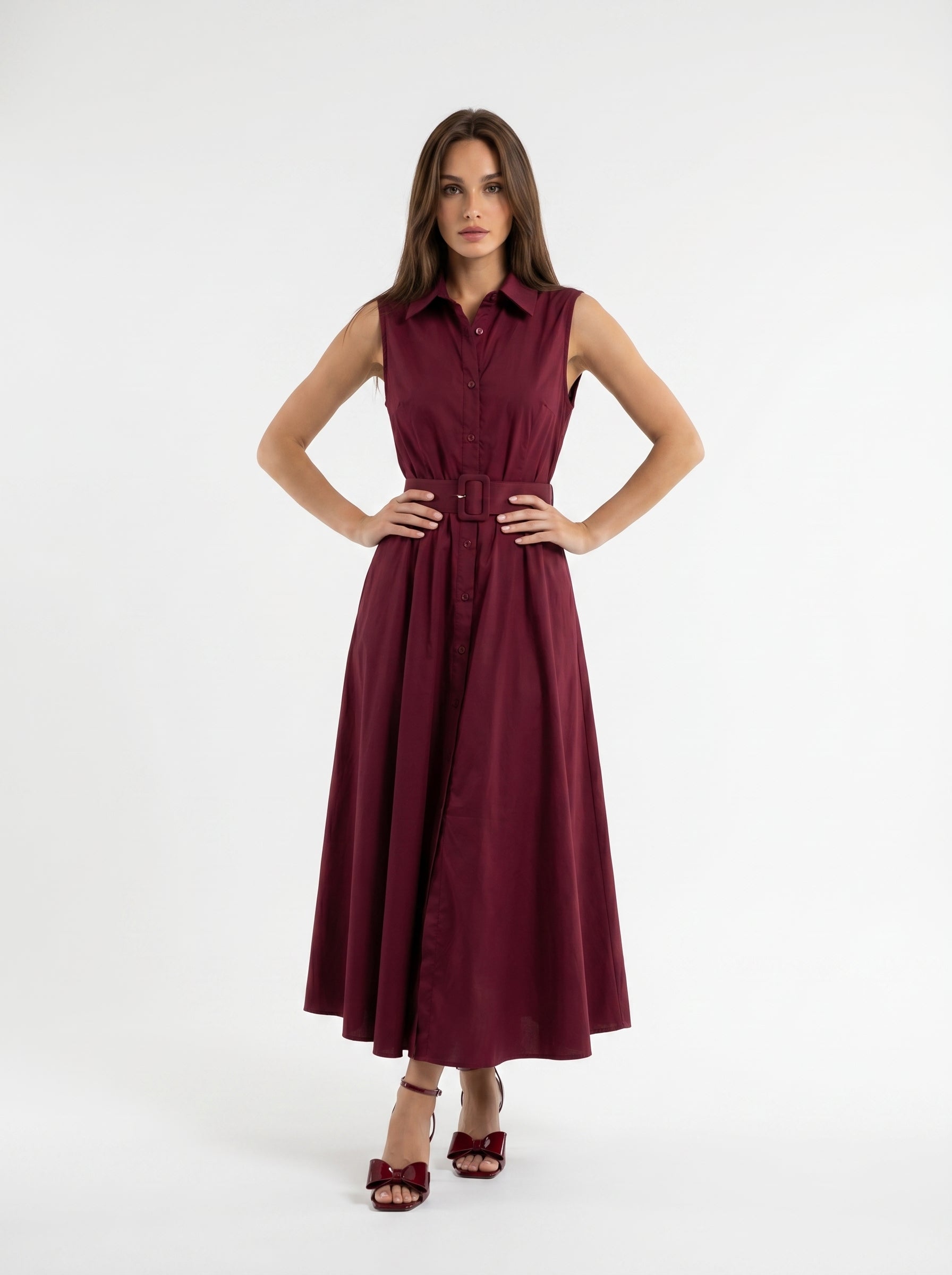 Abito Chemisier Olive - Borgogna donna