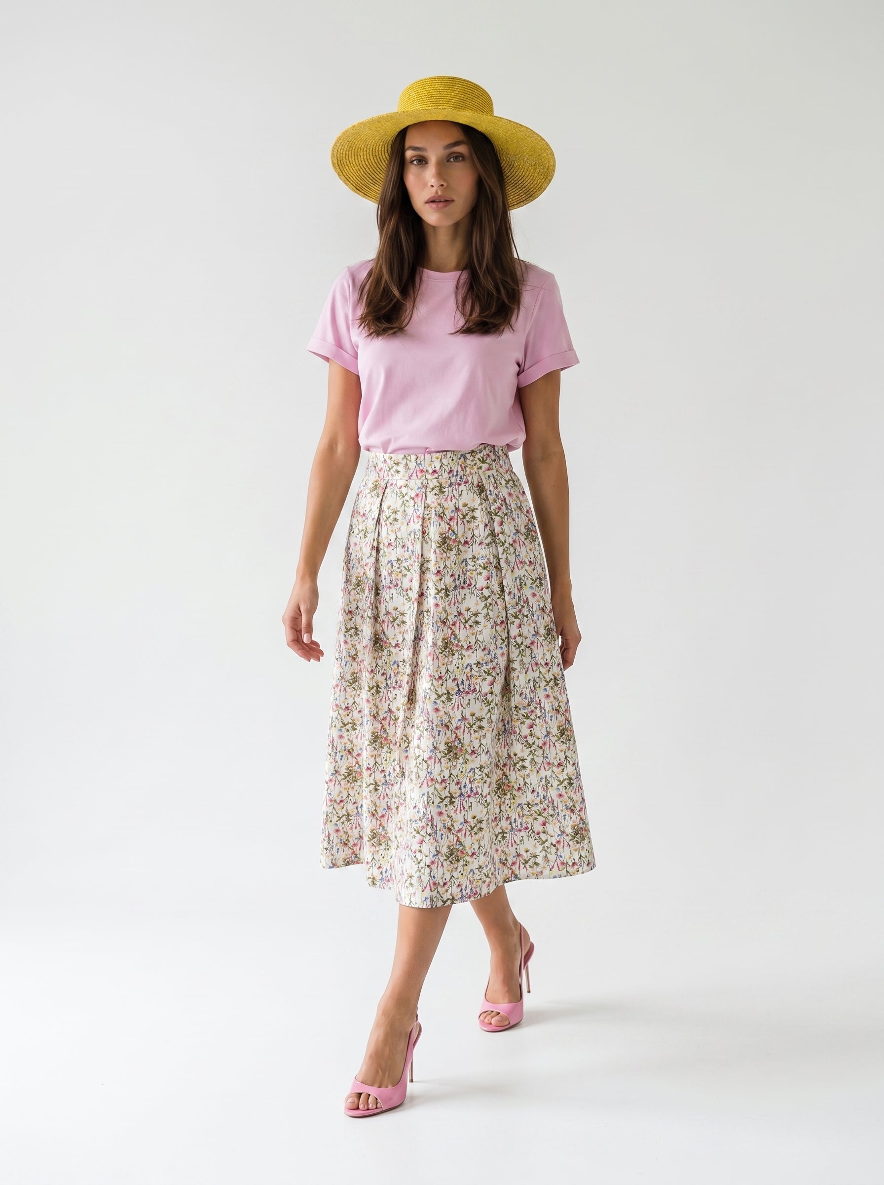 T-shirt Nina basica in cotone stretch - Rosa baby donna