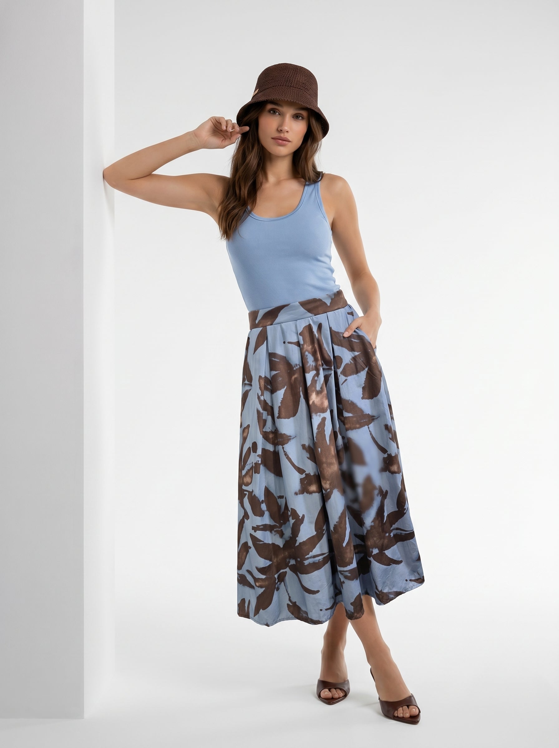 Gonna Fiora - Azzurro marrone donna