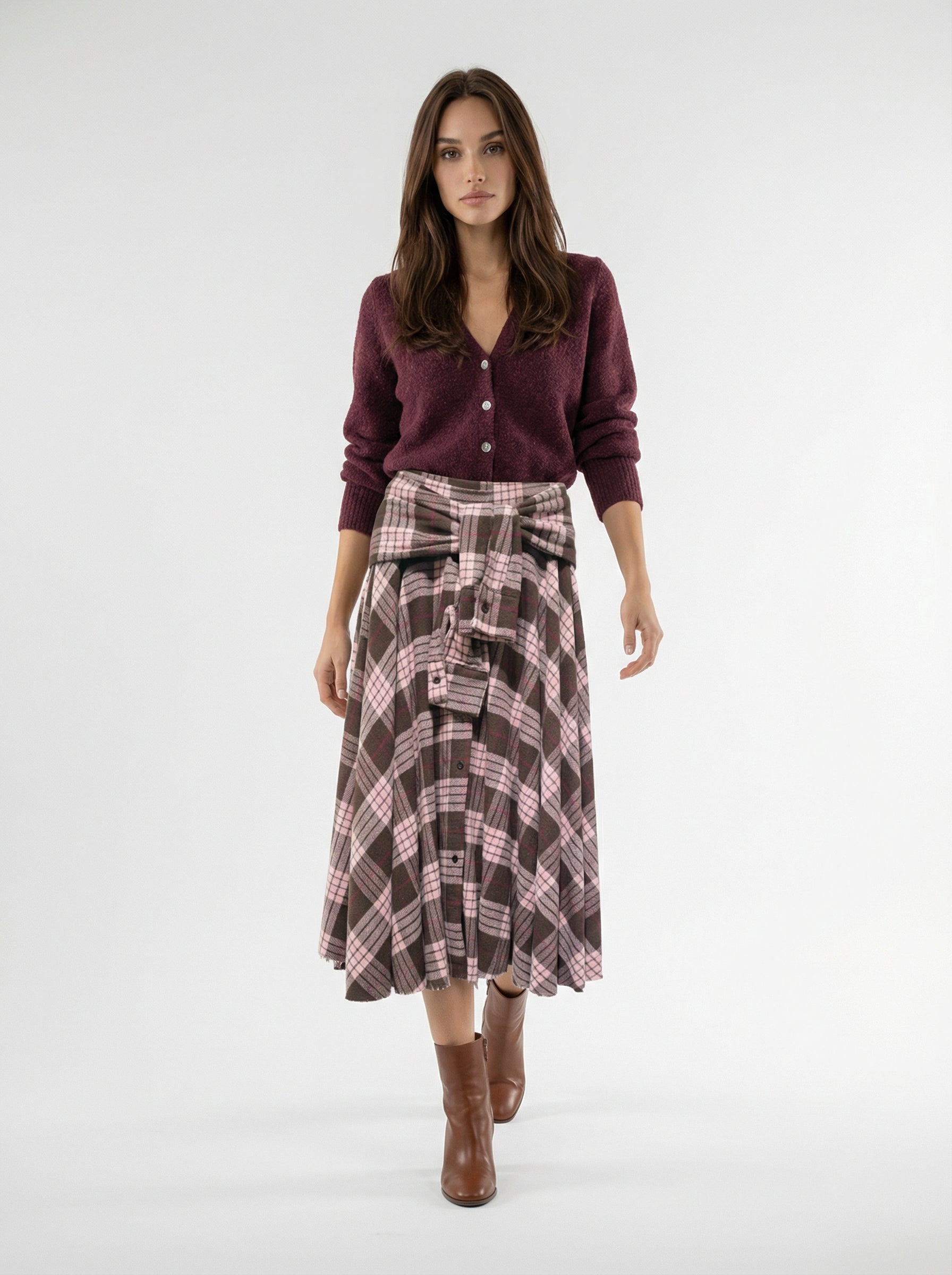 Stella – Cardigan in alpaca morbido Bordeaux donna