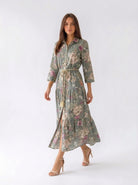 Abito Florelle chemisier in mussola - Verde militare donna