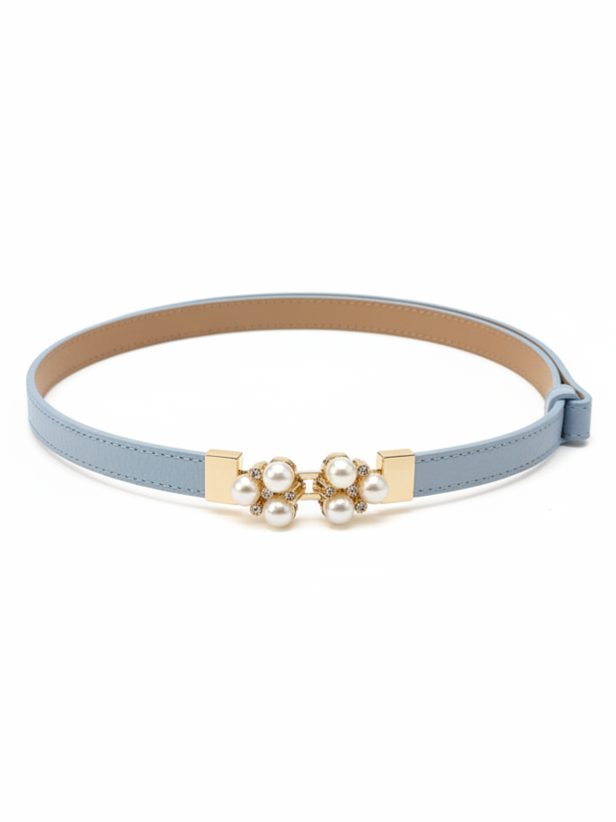 Cintura Perla in vera pelle con fibbia gioiello donna