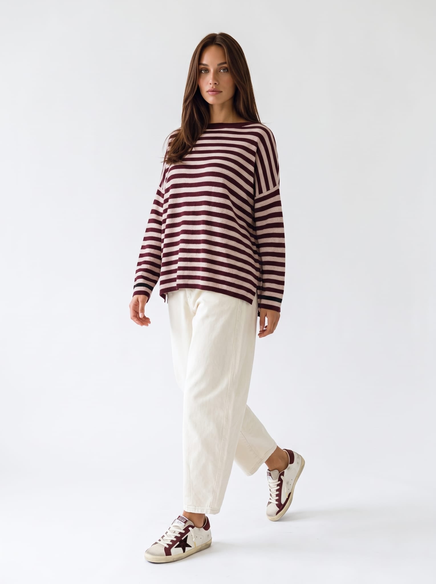Maxi Pull Orlena – Bordeaux/Rosa Maglia donna