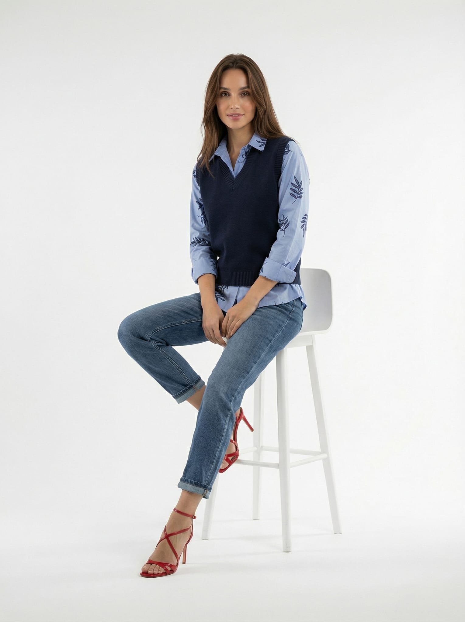 Gilet Olivia scollo a V – Blu donna