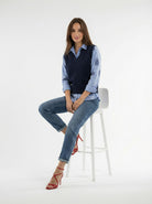 Gilet Olivia scollo a V – Blu donna