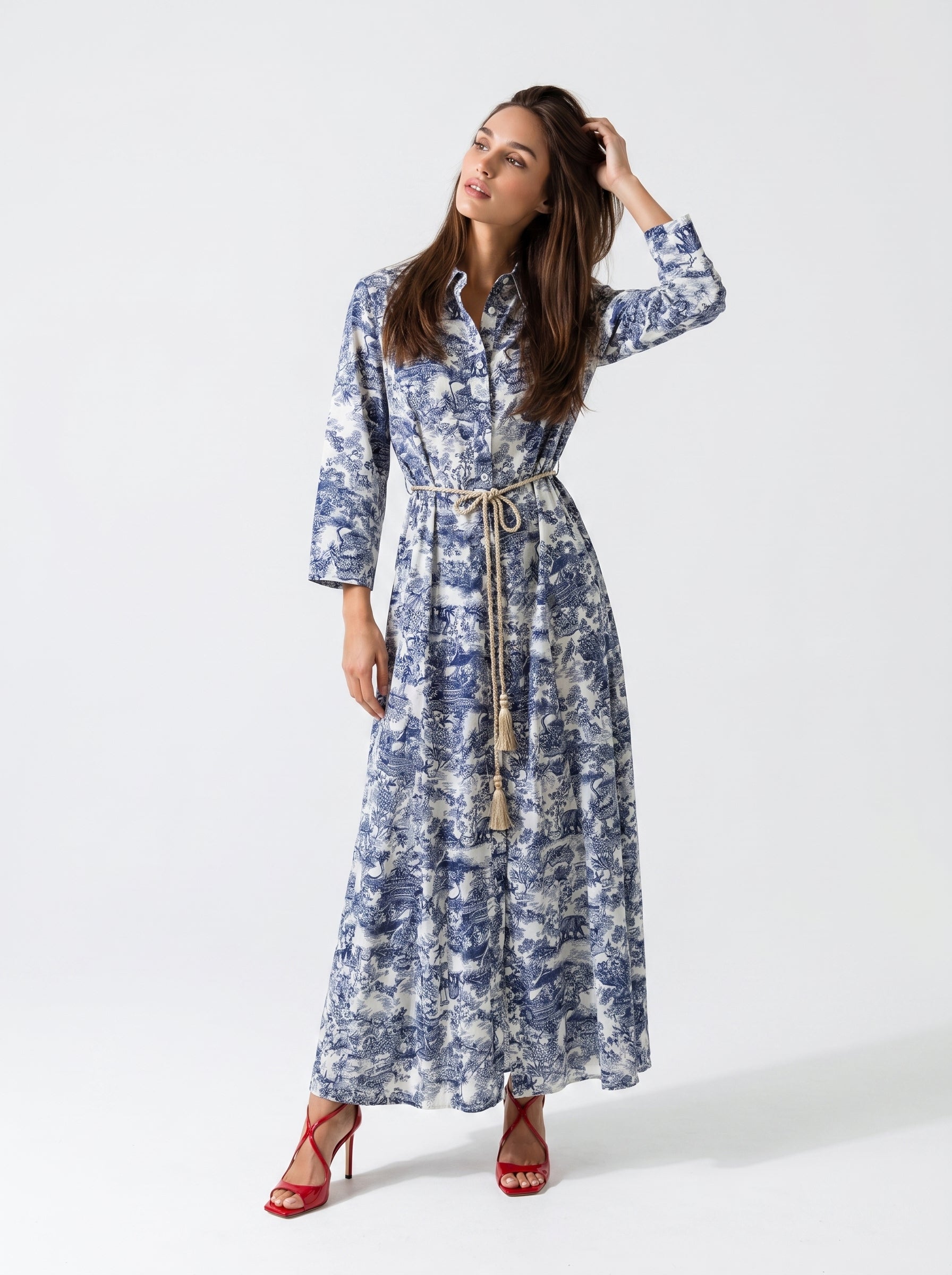 Abito Florelle chemisier in mussola - Toile de jouy donna