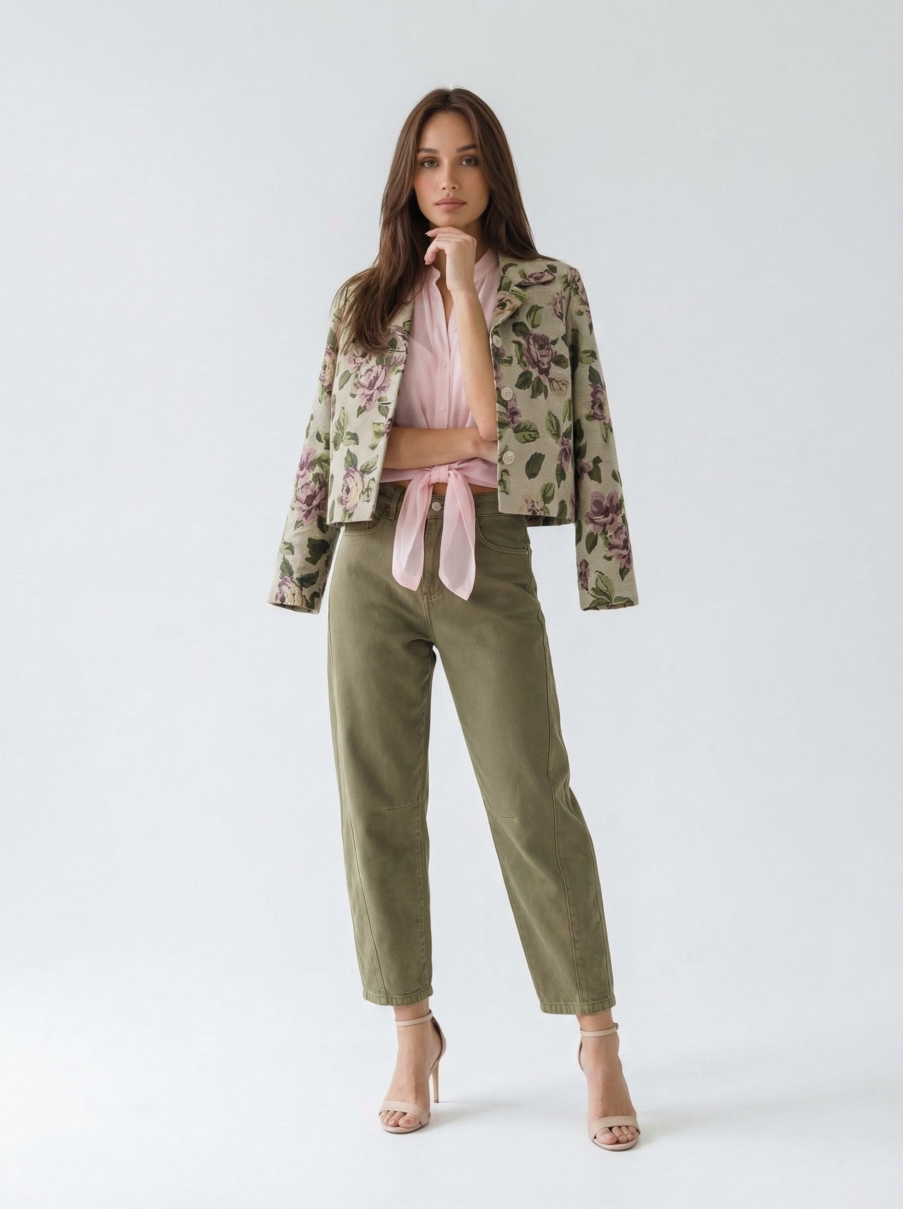 Blazer Camille jacquard floreale – Floral Rose donna