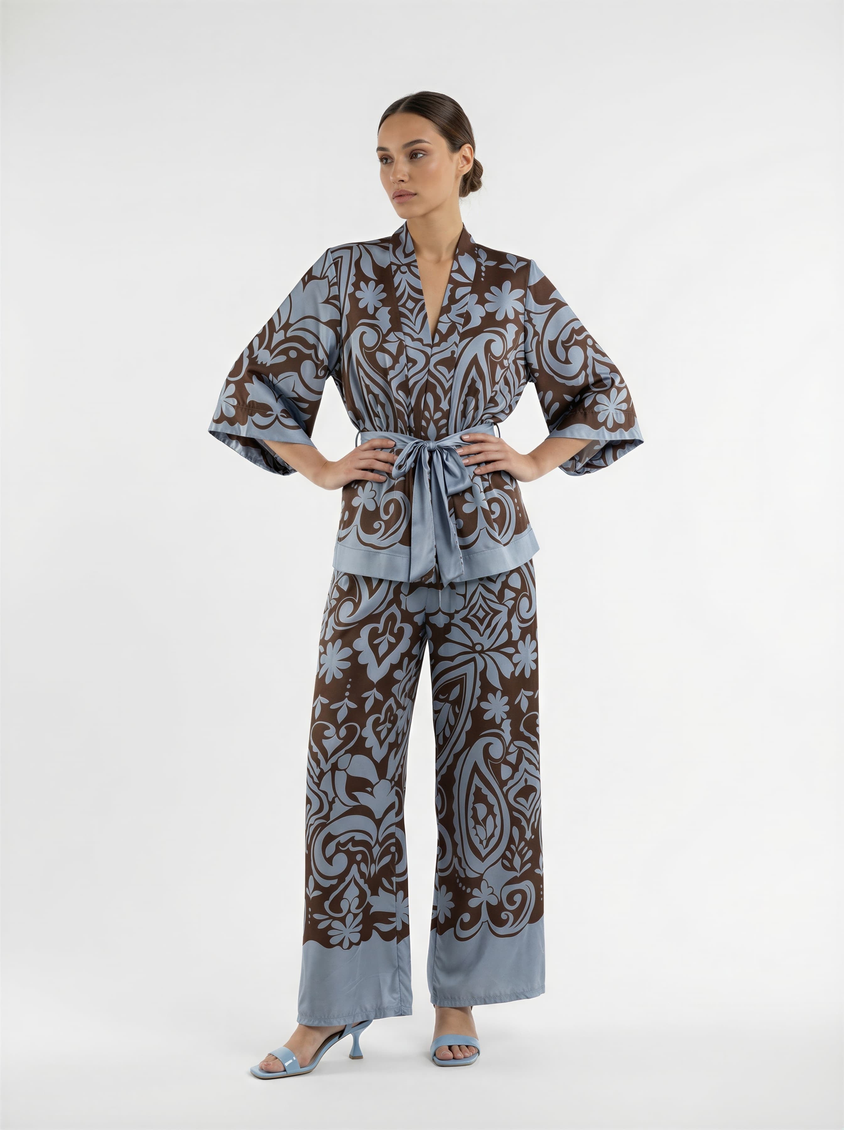 Coordinato Velmira - Azzurro e marrone donna