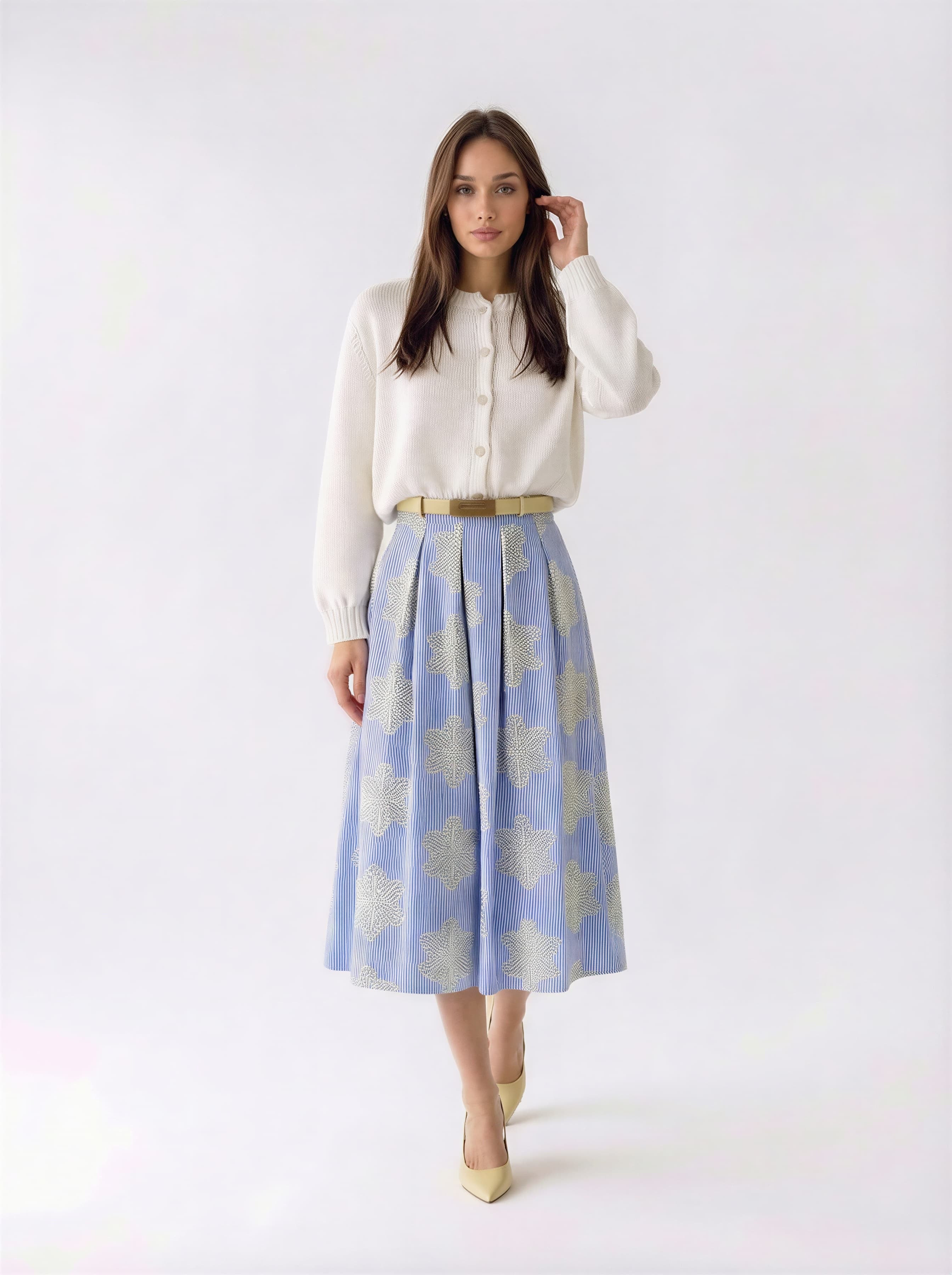 Cardigan Adele girocollo con bottoni – Bianco donna