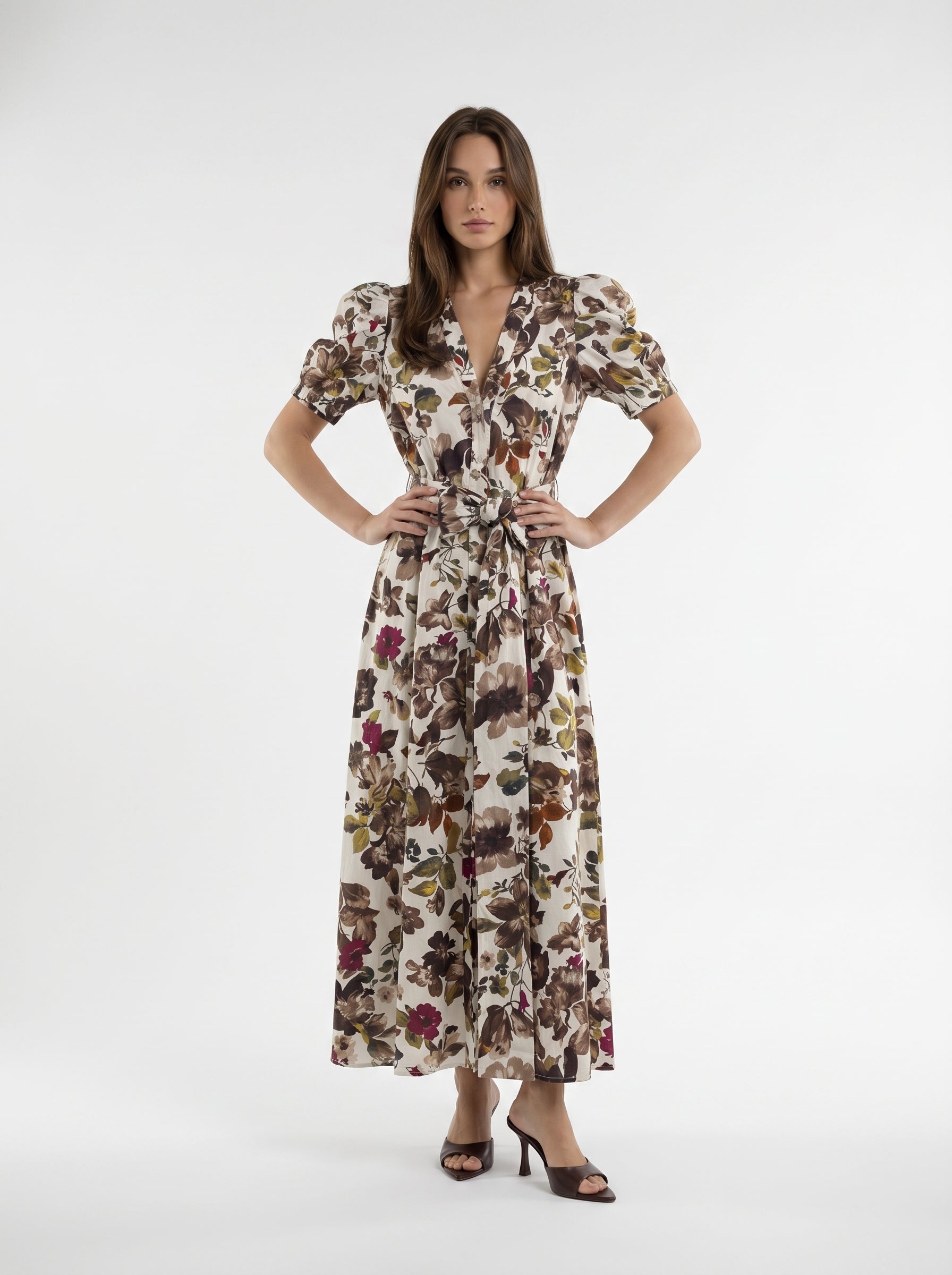 Abito Ofelia - Fiori Marrone donna